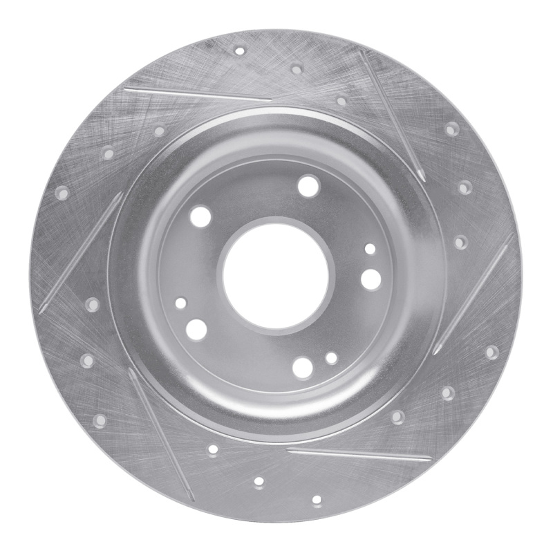 Honda Civic Brake Rotor (1) - Rear Left - R1 Concepts - Drilled & Slotted - Silver - `17-`20